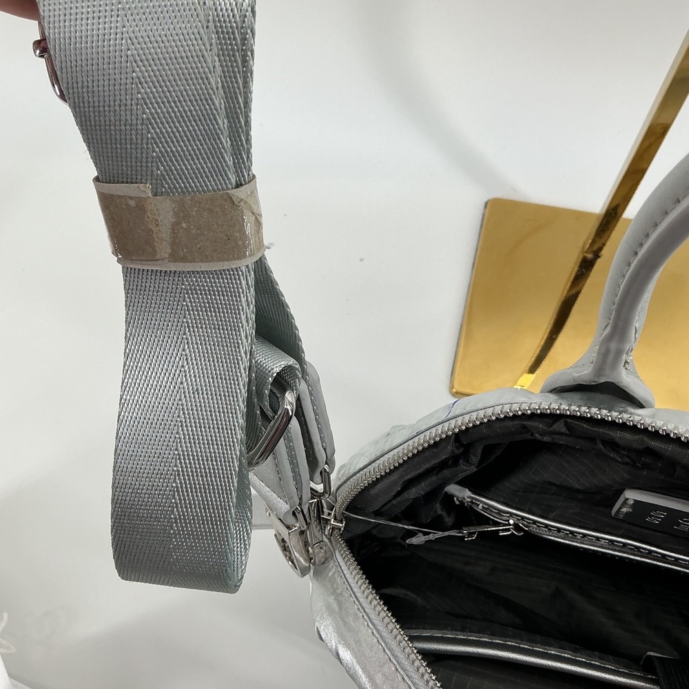 Sol and Selene Flying High Mini Metallic Silver Puffer Satchel Crossbody Bag NEW - Picture 7 of 8